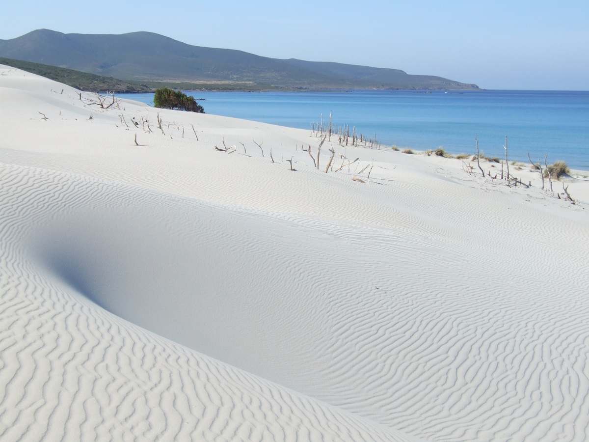 Deze bijzondere duinen geven een spectaculaire blik op de wonderschone omgeving van deze kant van Sardinië