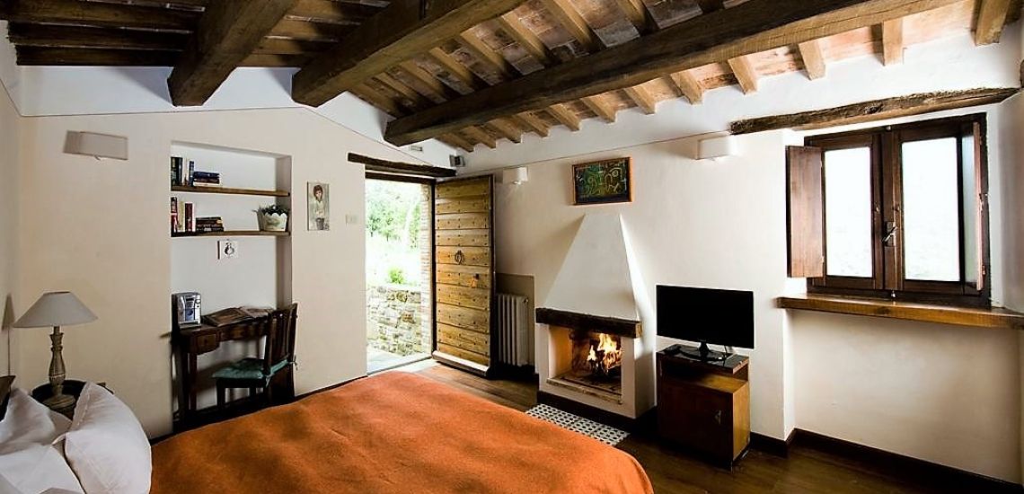 Borgo di Carpiano tweepersoonskamer met open haard