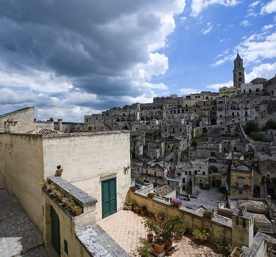 L´Hotel in Pietra kijkje vanaf hotel op Matera